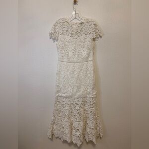 Joie White Lace A-Line Cap Sleeve Dress Sz 12